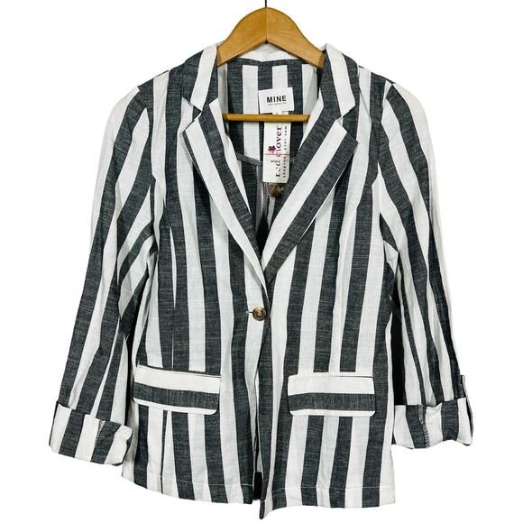 MINE x Red Clover Stripe Cotton Blazer Jacket Lightweight Casual Career - S - Picture 1 of 5
